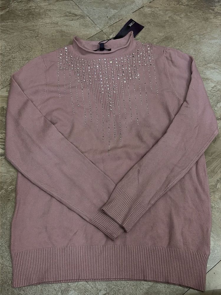 Stylish Pink Embellished Sweater