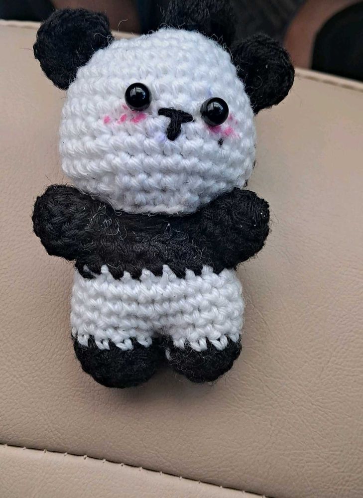 Crochet Panda Toy/ used to decor ur vehicles