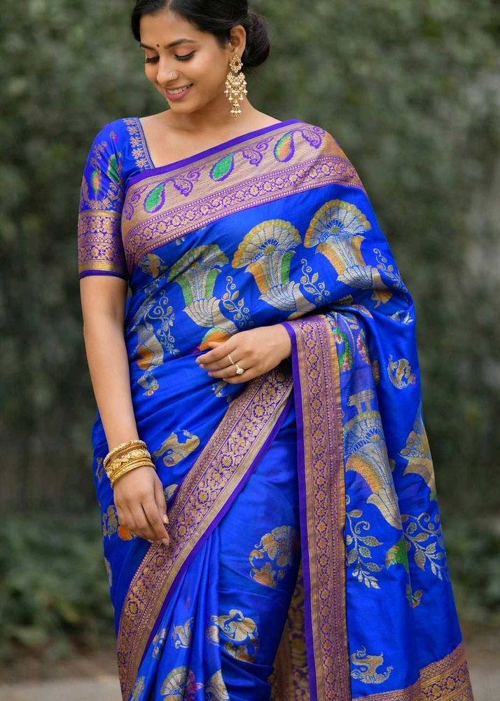 Elegant Blue Banarasi Silk Saree