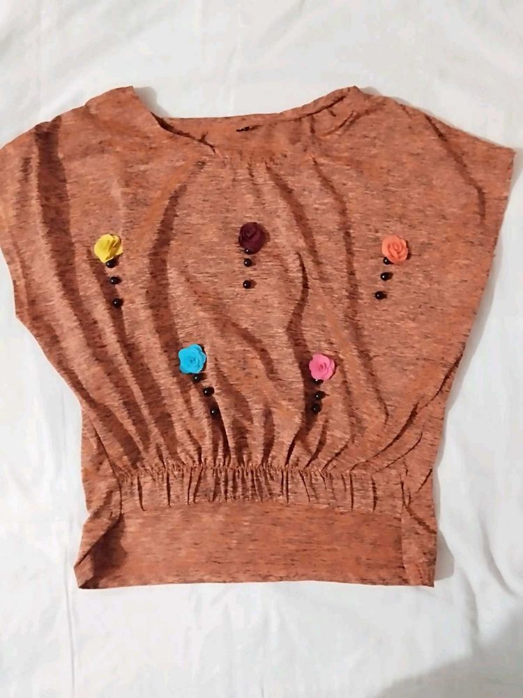 Stylish Floral Embellished Top