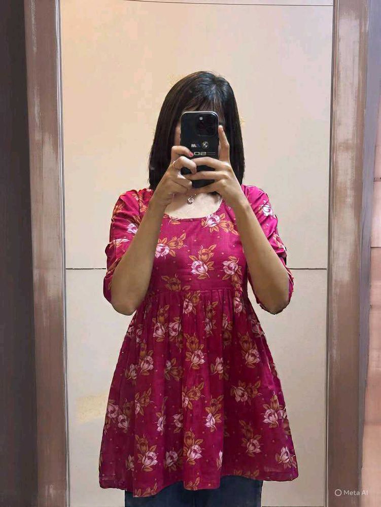 Floral Print Pink Tunic Top