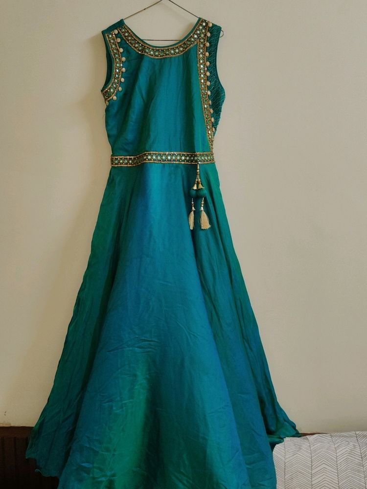 Peacock Green Colour Gown