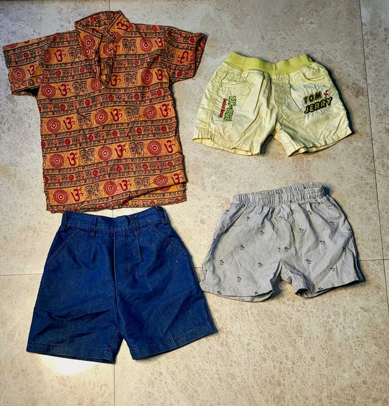 Boys Clothes Bundle 1 T-Shirt And 3 Short