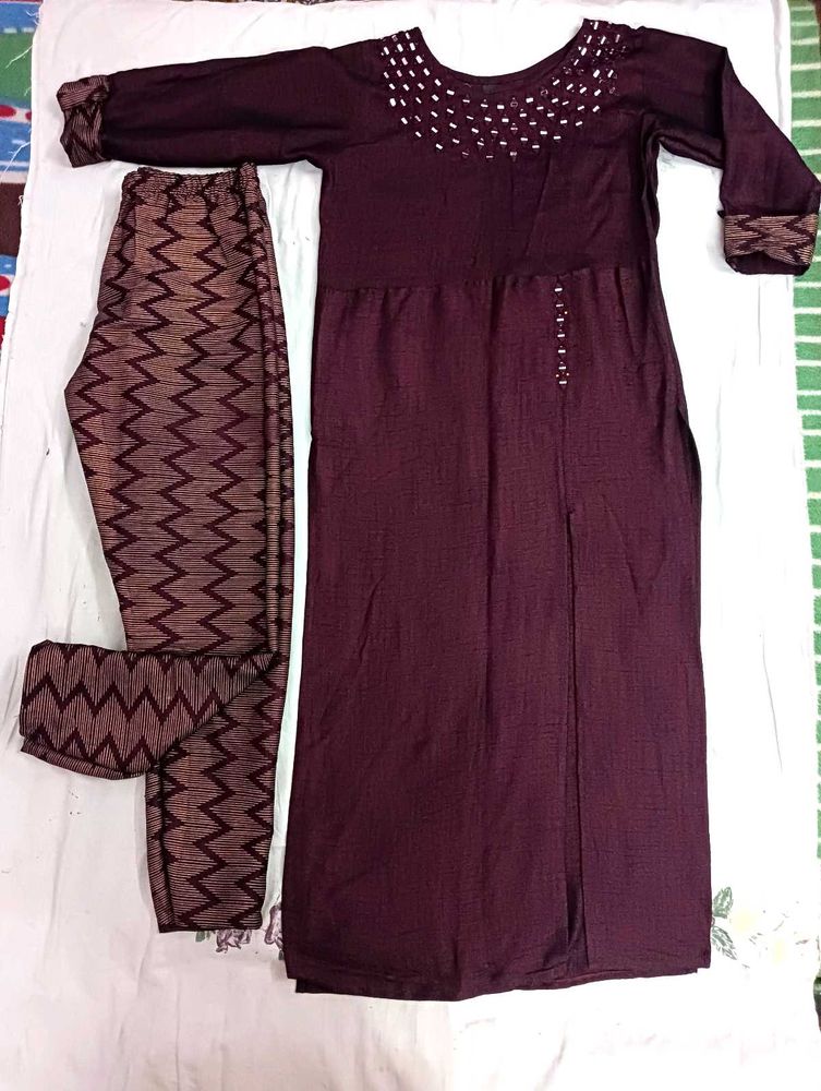 Magenta Kurta Set With Pant