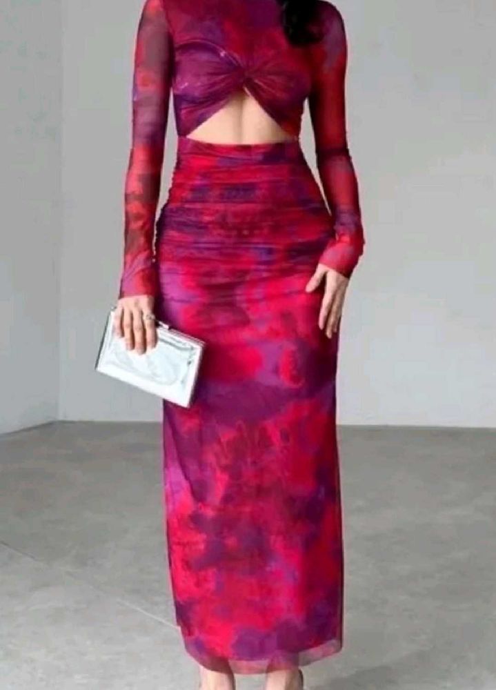 Red Floral Bodycon Dress