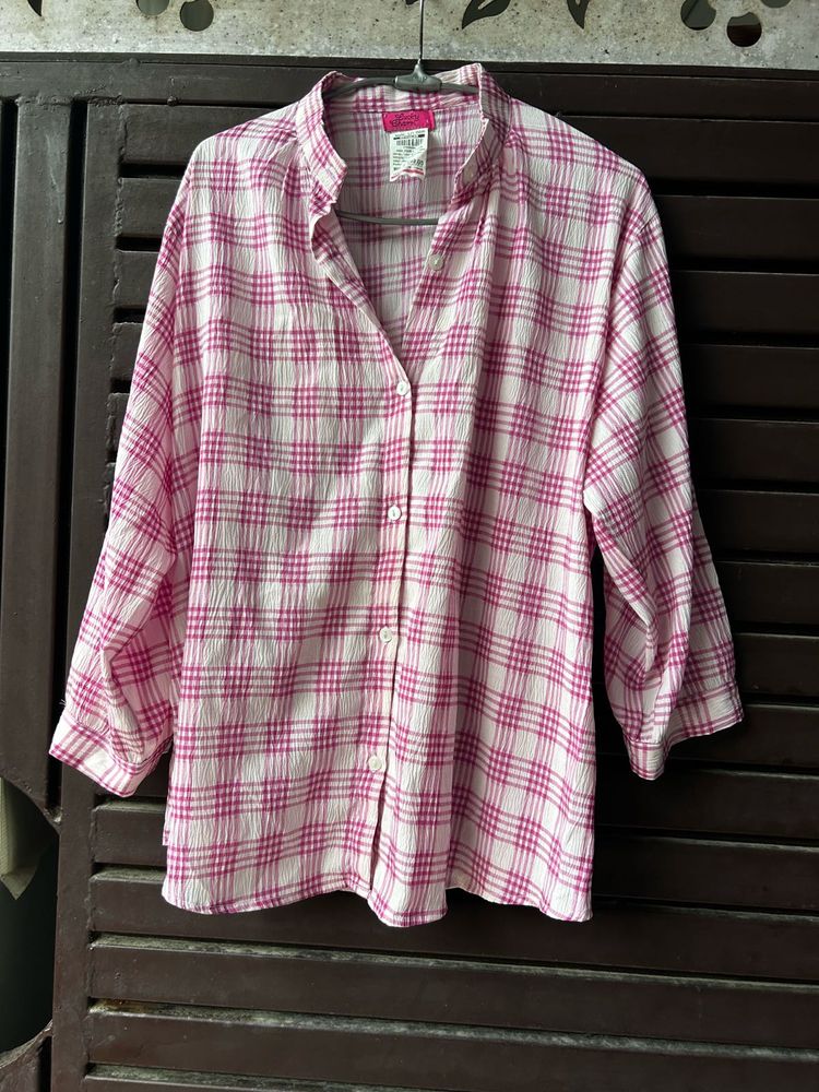 Pink Plaid Button-Down