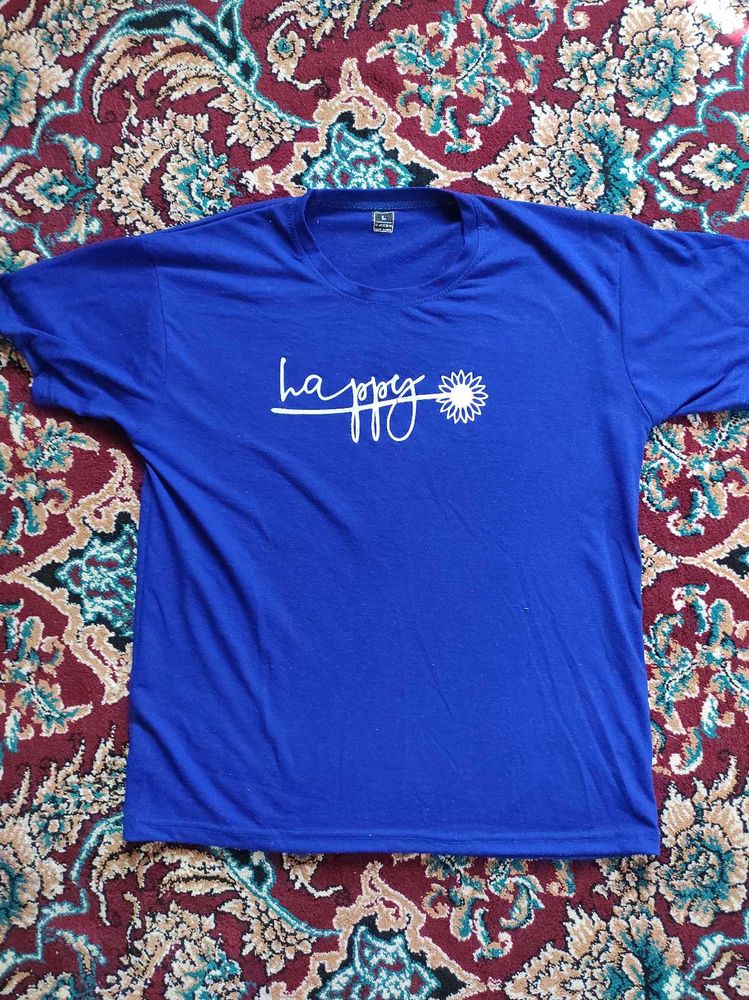Blue &#39;Happy&#39; Graphic T-Shirt
