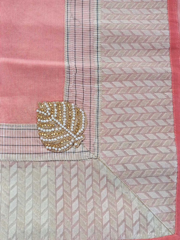 Peach Saree with Stitched Blouse