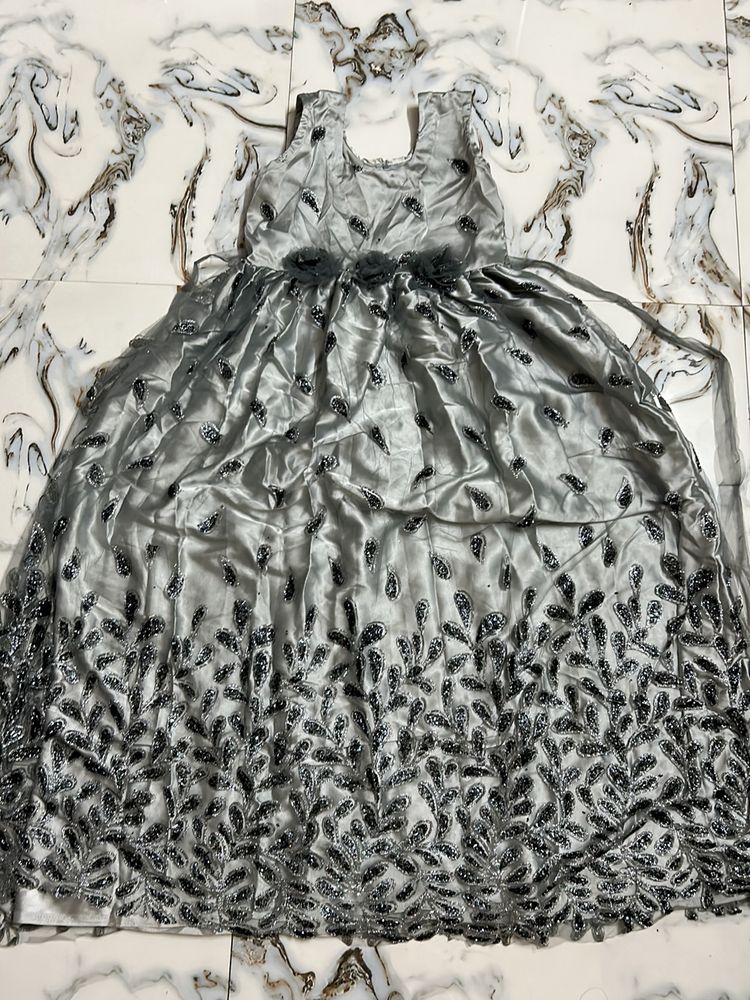 Silver Heavy Work Gown(Girls)