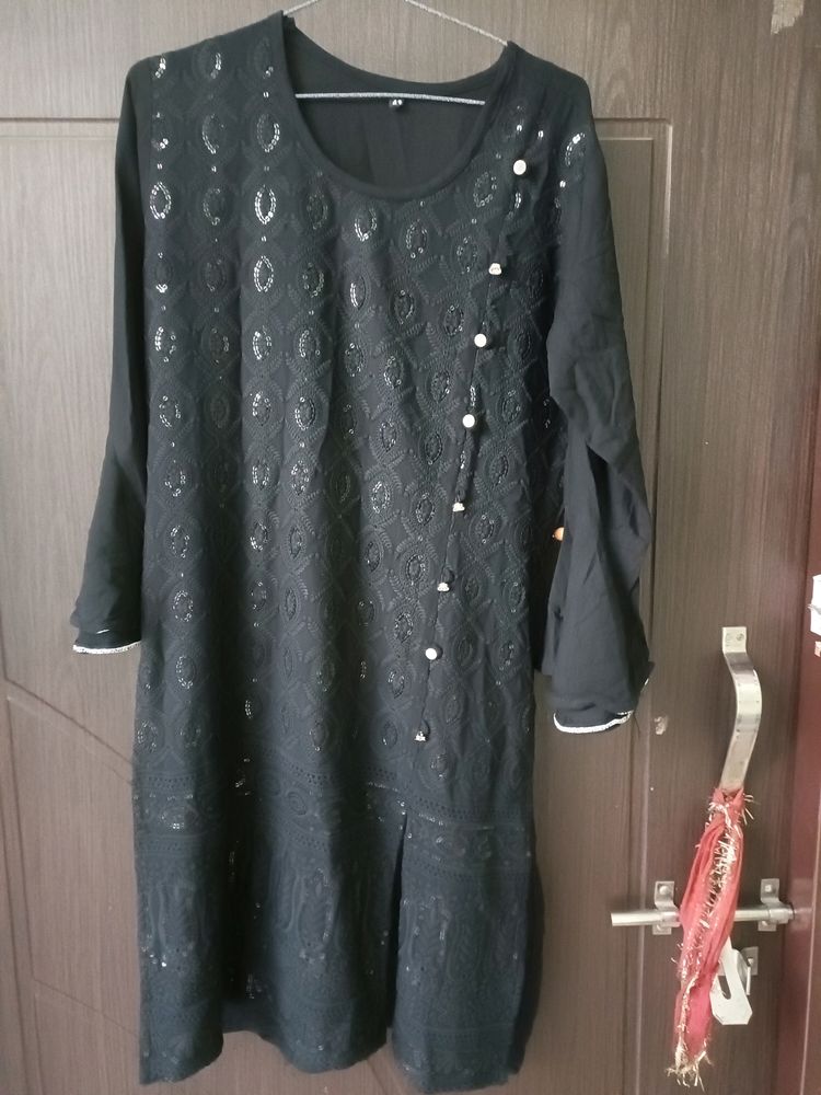 Black Chickenkari Kurti Plazo