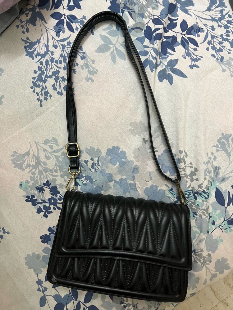 Black Quilted Crossbody Bag
