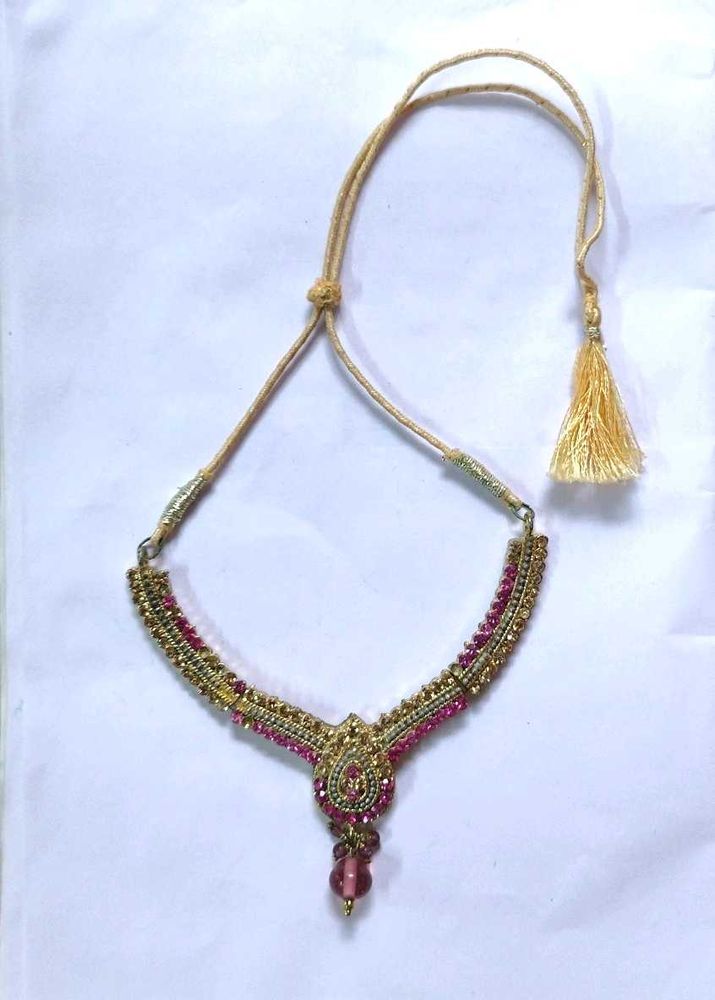 Pink Beaded Ethnic Necklace