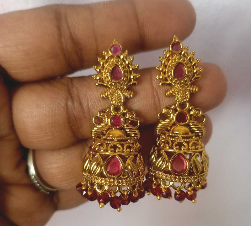 Gold Jhumka Earrings