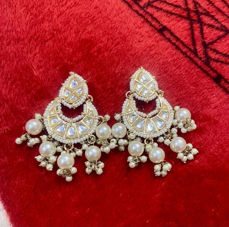 White Moti Pearl Jhumka