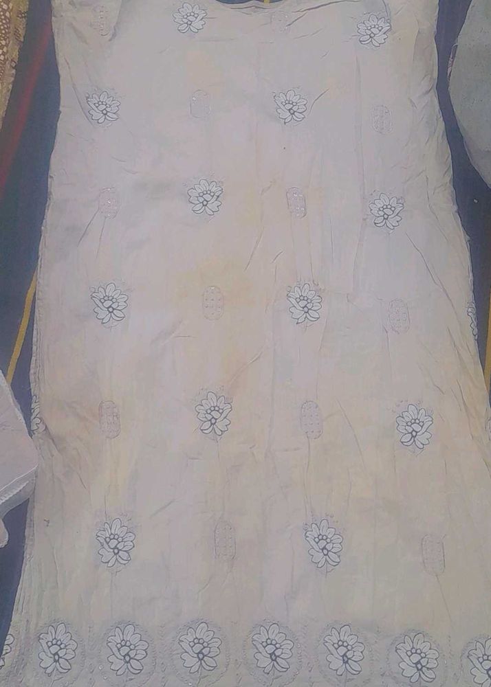 Cotton Floral Embroidered Suit