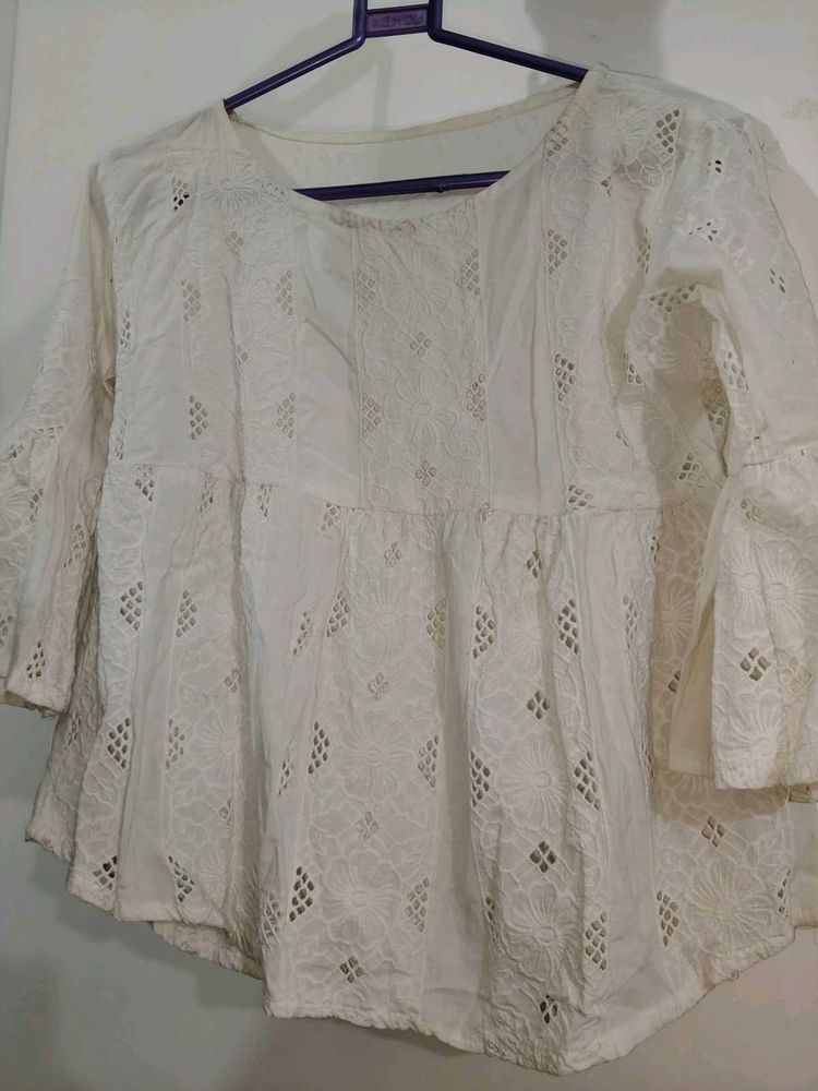 White Embroidered Top