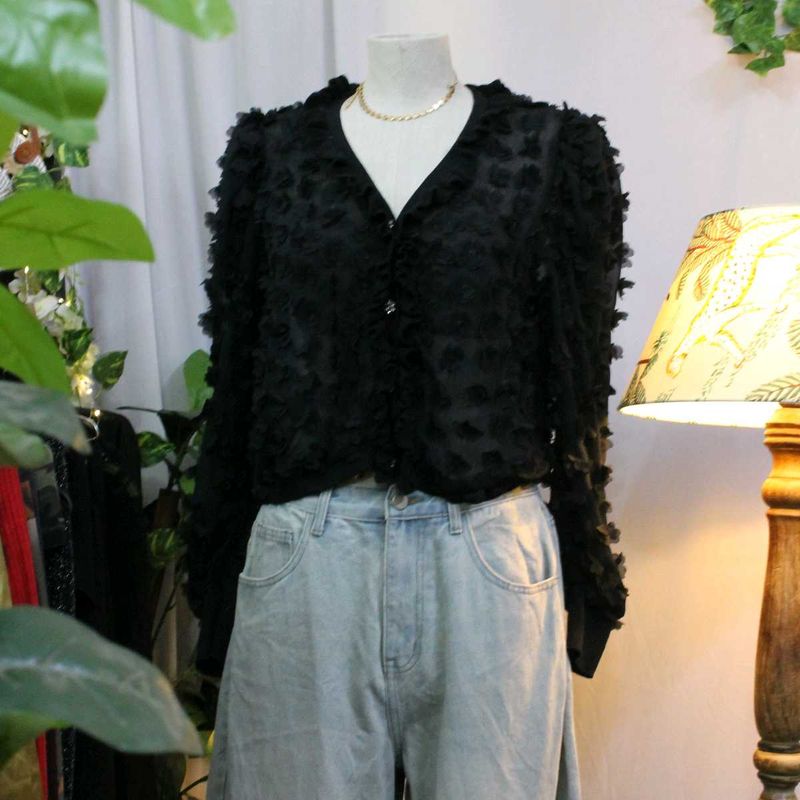 Zara Textured Floral Applique Jacket
