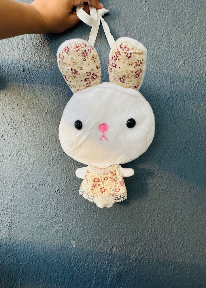 🐰 Adorable Bunny Plush Purse – Floral Ears &amp; Dres