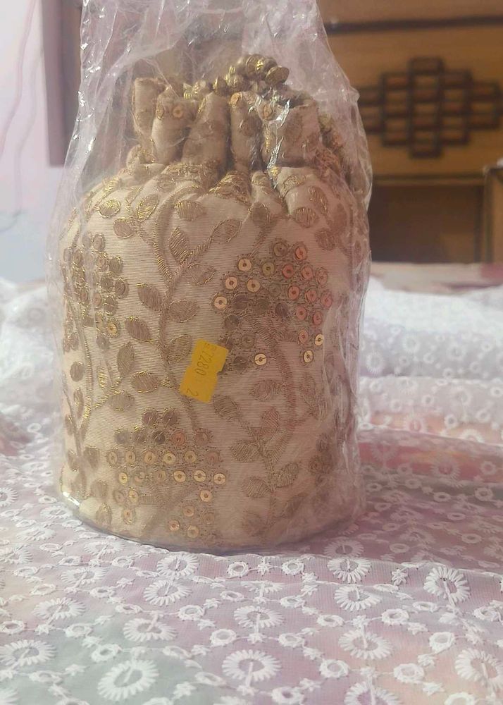 Embroidered Sequin Drawstring Potli Bag
