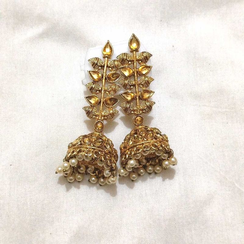 Golden Jhumka Earrings