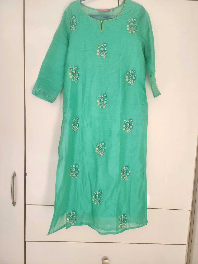Green Embroidery Kurta