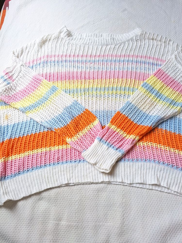 Rainbow Colour Crochet Top