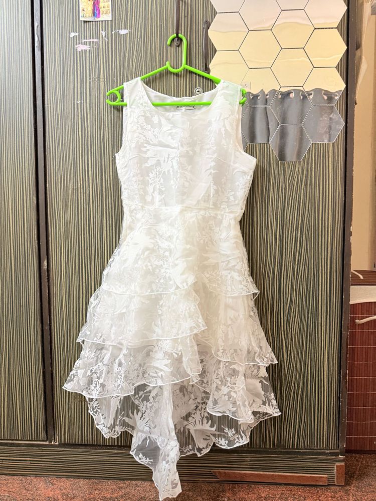 White Layered Party Dress