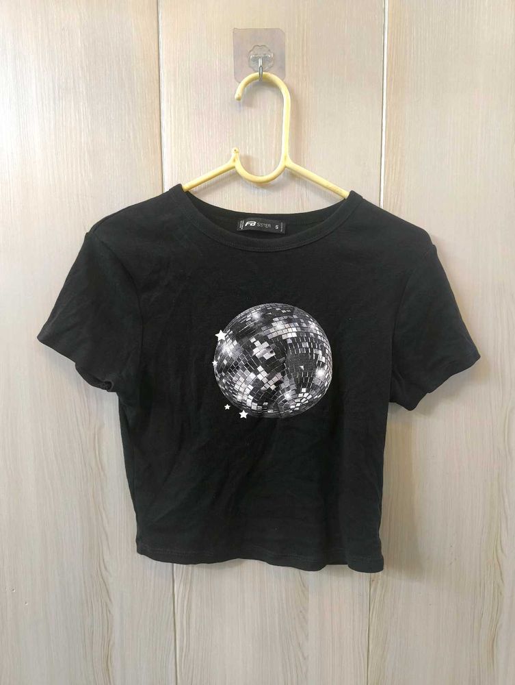 Cute Black Fitted Crop Top