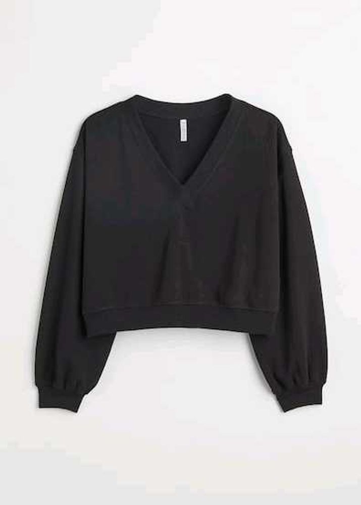H&amp;M Charcoal Oversized Crop Sweatshirt