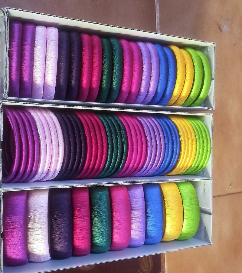 Colorful Silk Thread Bangles Set 3 boxes