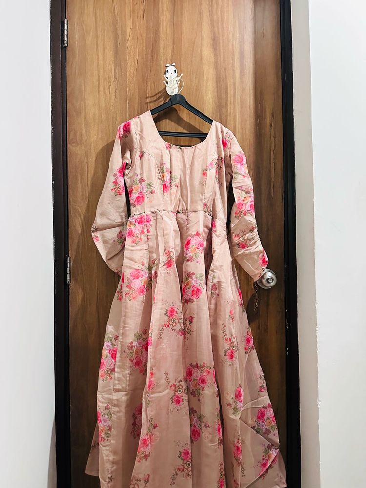 Elegant Floral Print Dress with Duppata