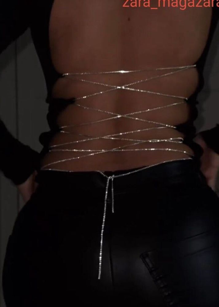 ZARA Fitted Rhinestone Back Top
