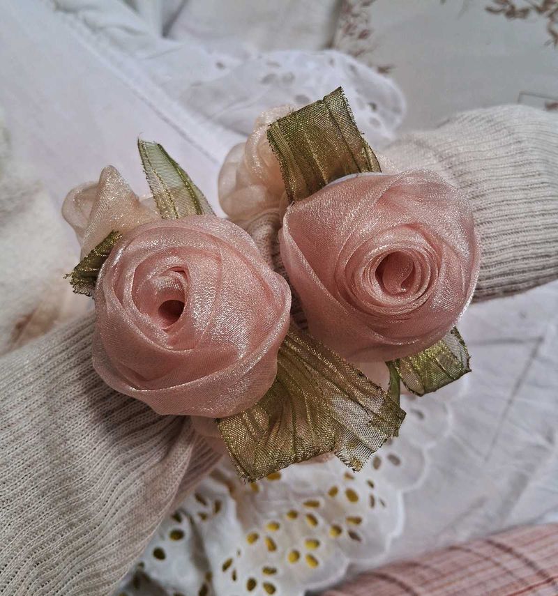 Pink Rose Scrunchies