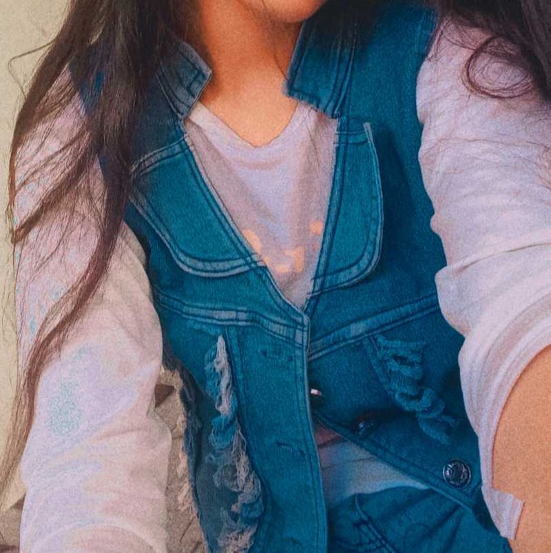 Distressed Denim Vest