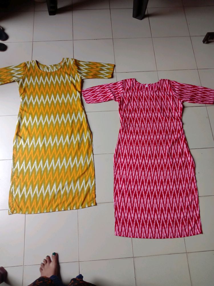 Two Shirt Yellow And Pink Colour Printed Shirt