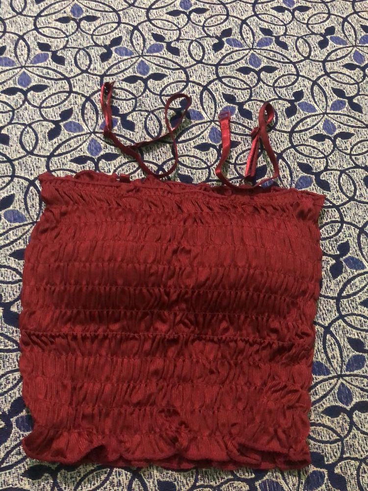 Burgundy Smocked Tube Top