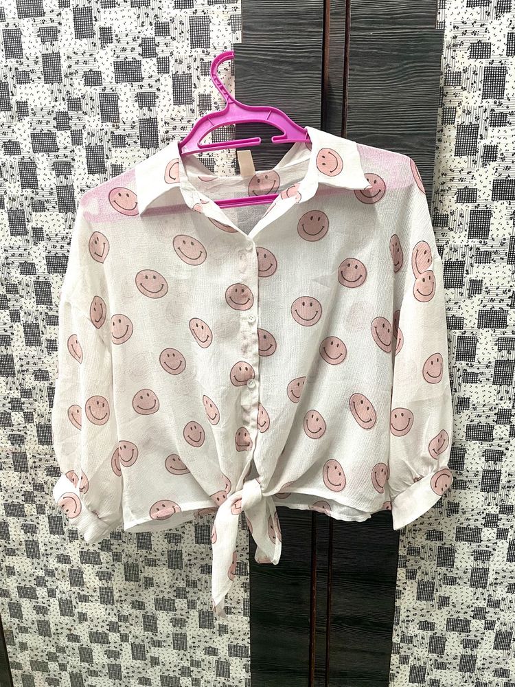 Smiley Face Print Top