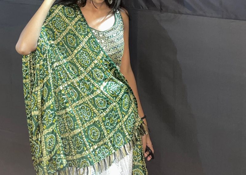 Green Mirror work Blouse