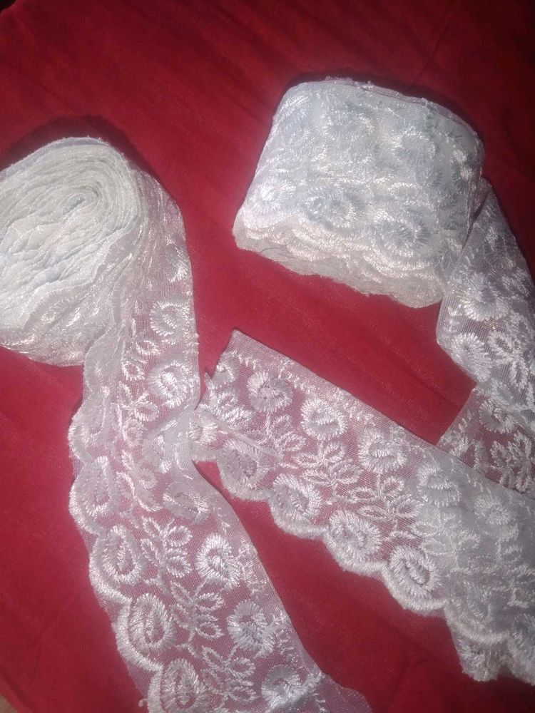 White embroidery cut work Lace🤍🌜