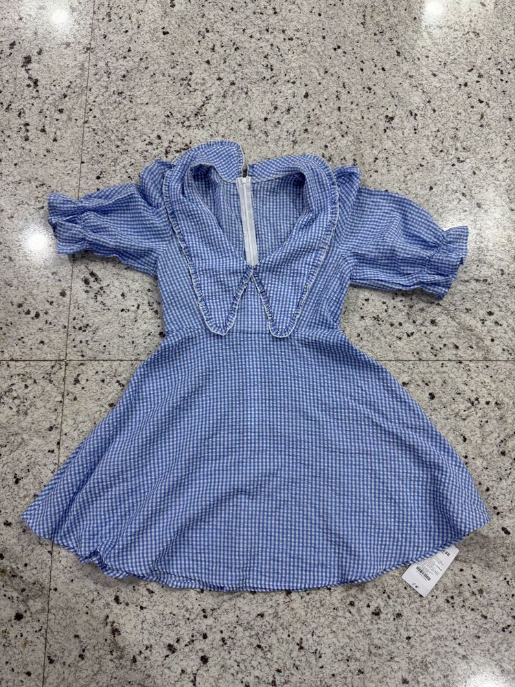 Blue Gingham Mini Dress