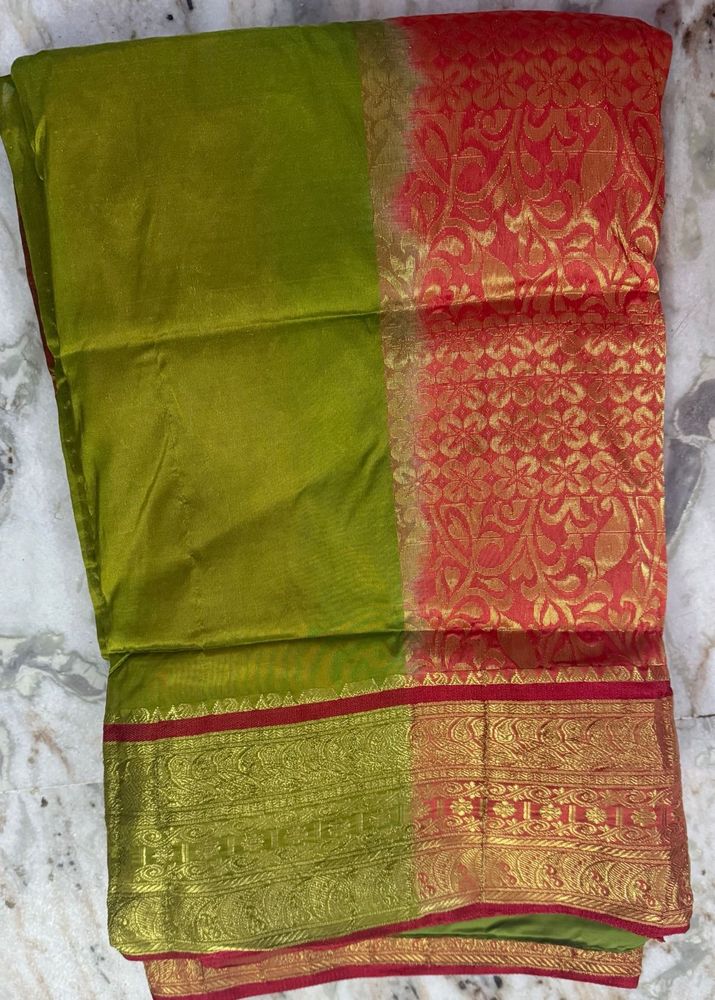 Elegant Green &amp; Red Saree