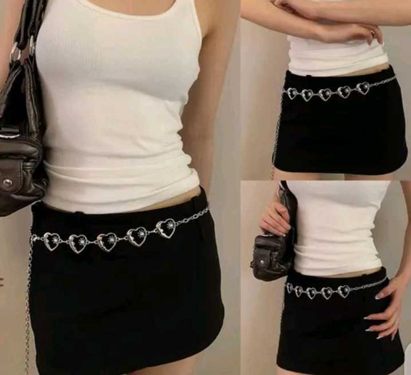 Gothic Heart-shaped Cross Body Waist Chain/ Belt
