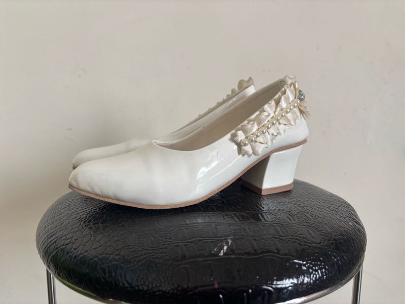 Elegant White Mary Jane  Heels