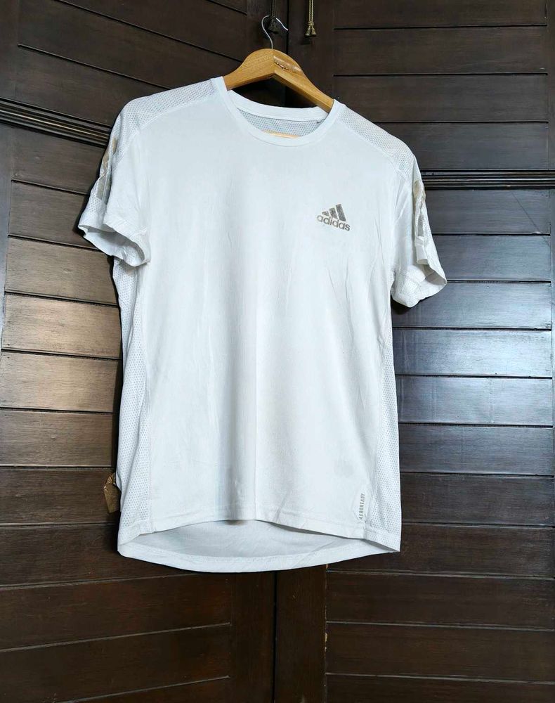 Adidas Women White Sporty 3 Stripes Tshirt
