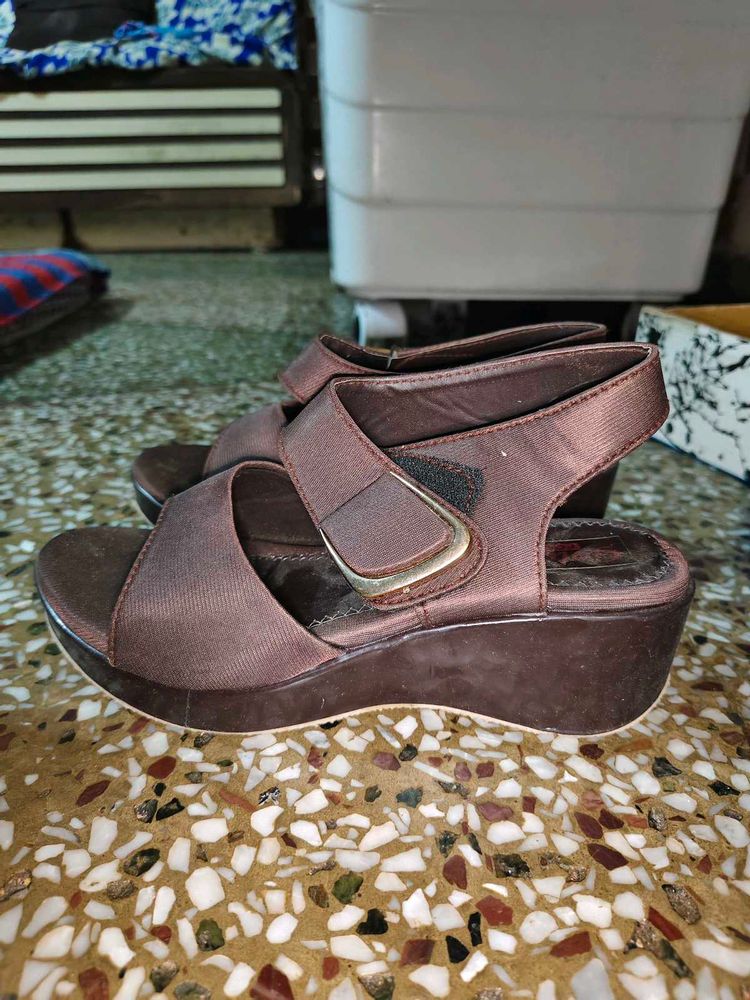 Wine Wedge Heel Sandals