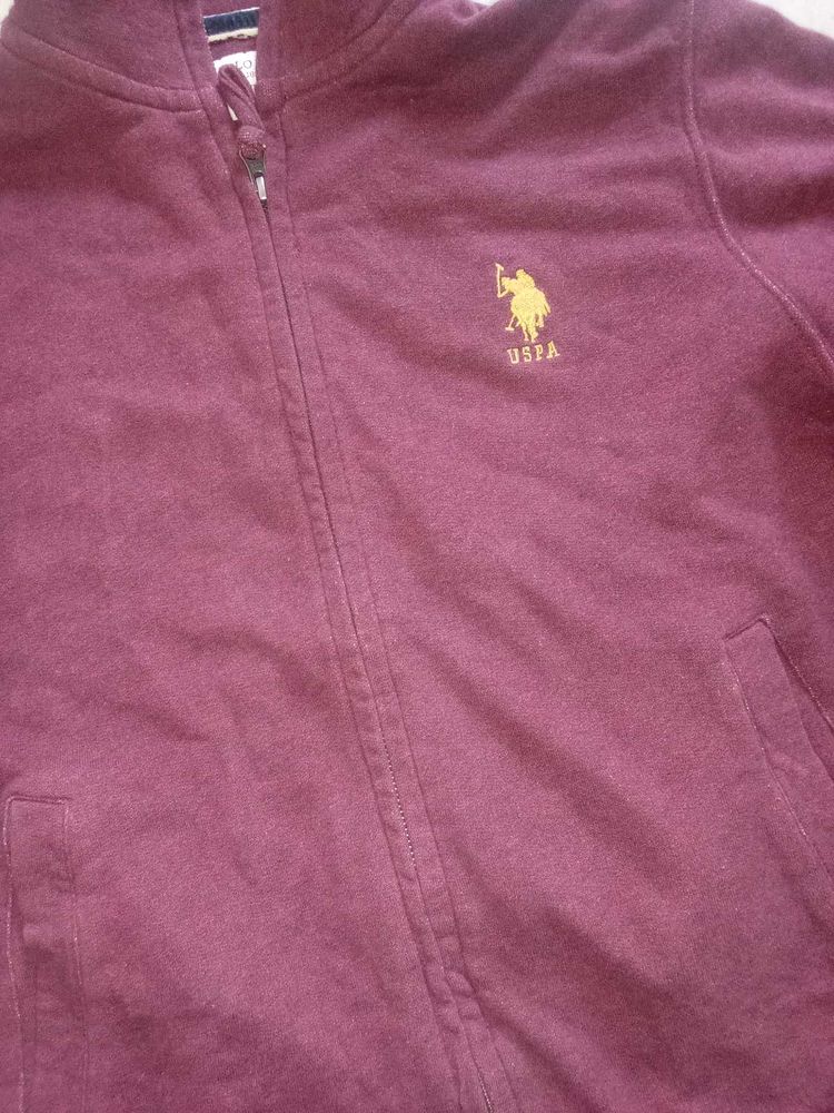 USPA Full Zip Burgundy Sweatshirt