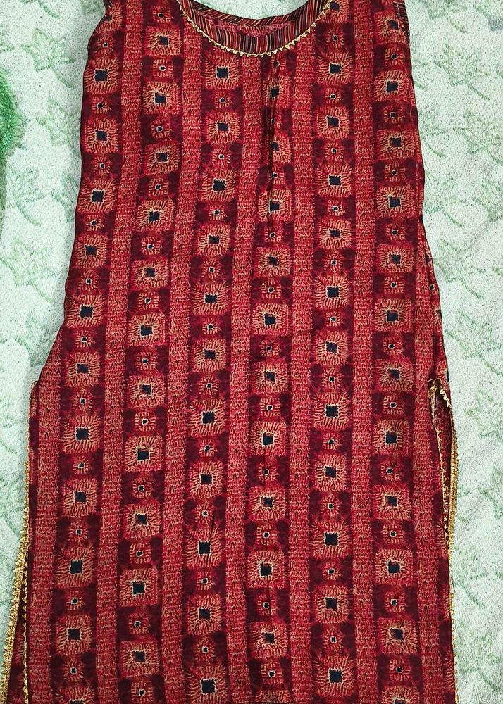 Red Printed Kurta