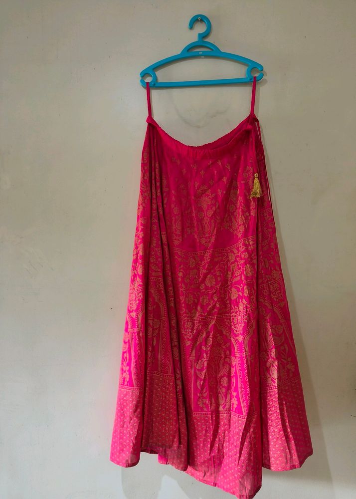 Pink With Golden Details Ethnic Skirt