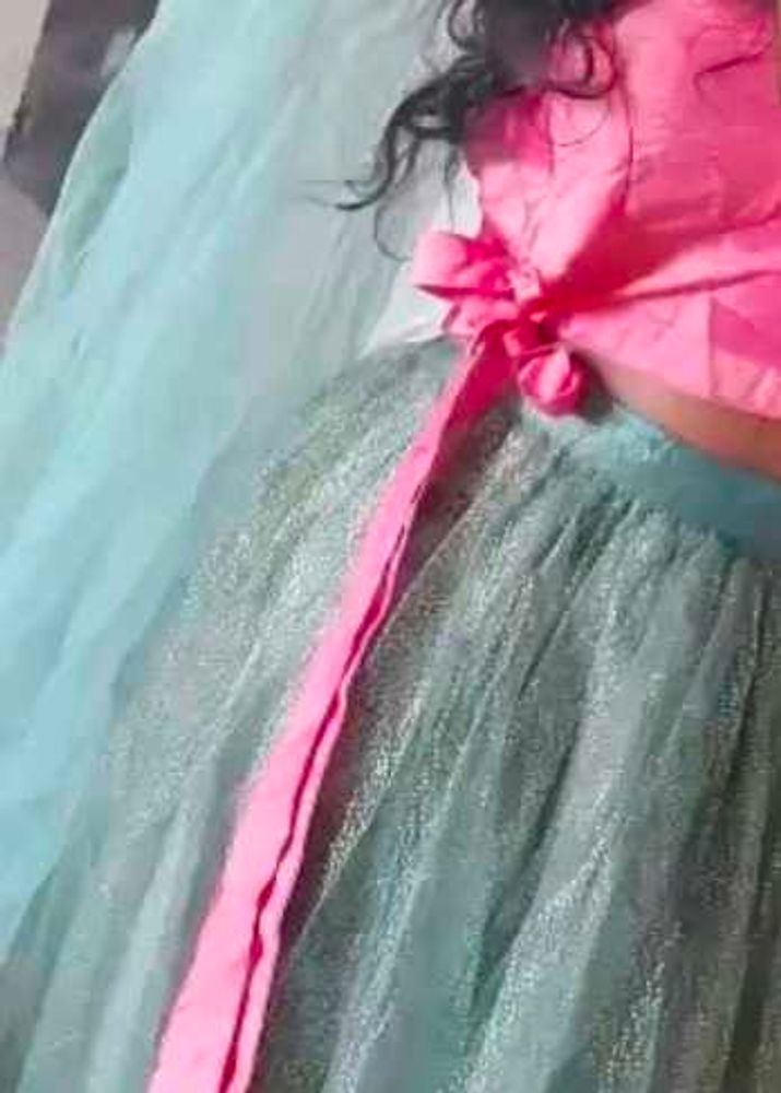 Elegant Pink &amp; Green Girls Dress