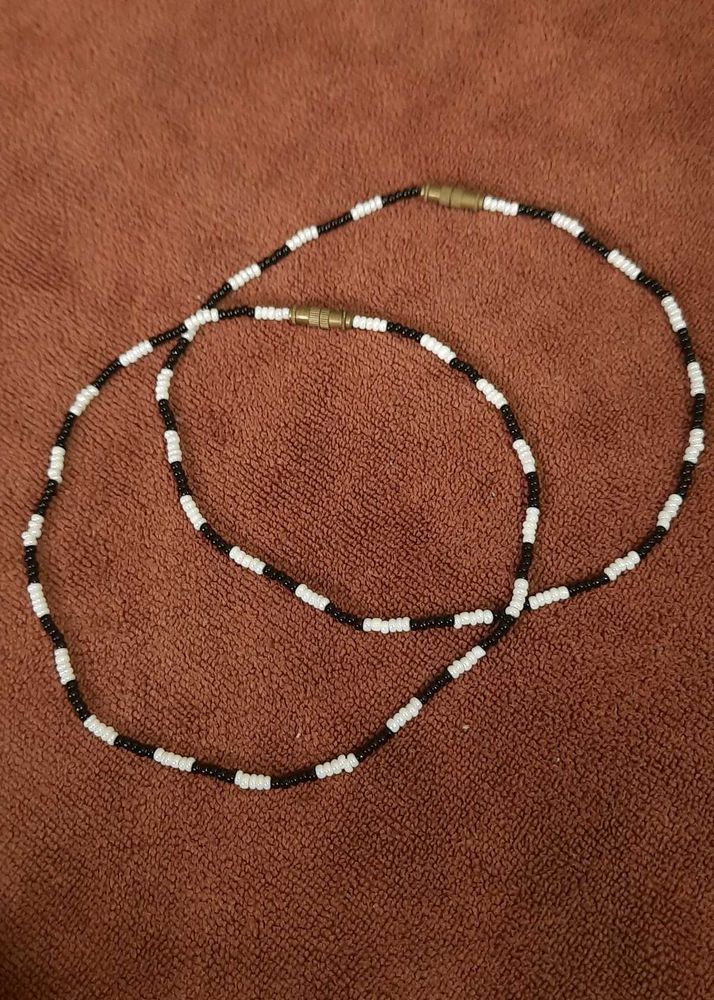 Beaded Anklets - Black &amp; White